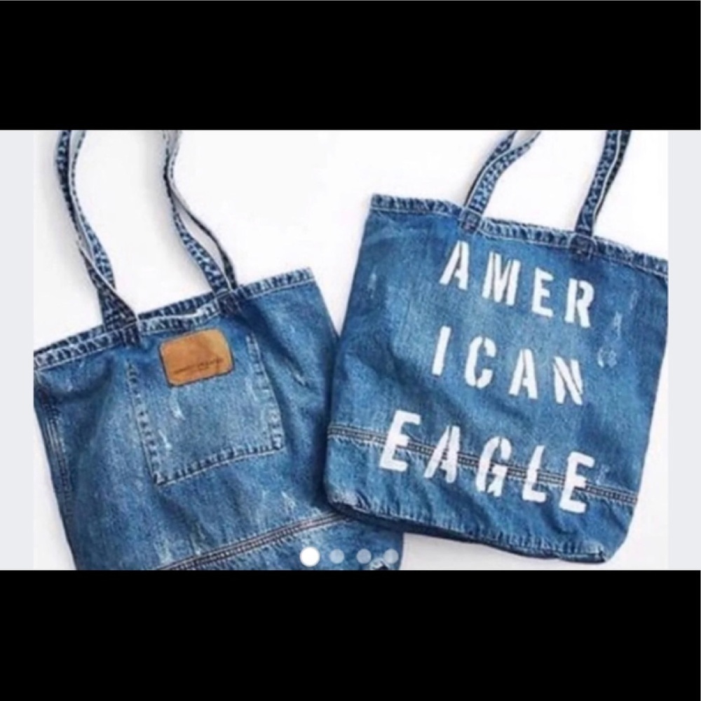 American Eagle Distressed Denim Logo Tote​​​​​​​​​ - Picture 2 of 5